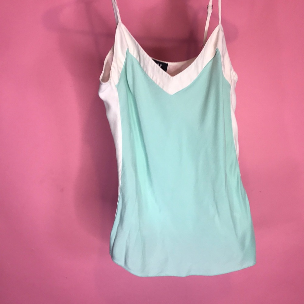Turquoise and white tank top